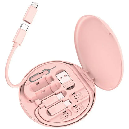 60W Multi-Type Charging Cable Kit – Type-C to USB-C, Micro USB, Lightning for iPhone 14/13/15 Pro, Includes Storage Box