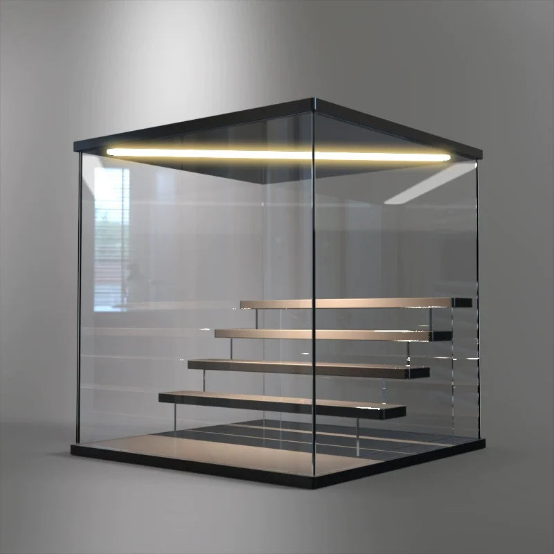 3/5 Layer Acrylic Display Case - LED Light Dustproof Organizer for Figurines Toys Blind Box Dolls Action Figures