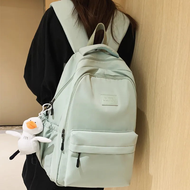 JOYPESSIE Waterproof Teenage Bookbag - Fashionable Nylon Rucksack for Girls, Women's Shoulder Bag, Ideal for High School, Black Mochila