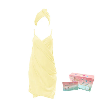 2-Piece Women’s Camisole Shower Dress — Sexy Backless, Absorbent Wearable Bath Towel Nightdress