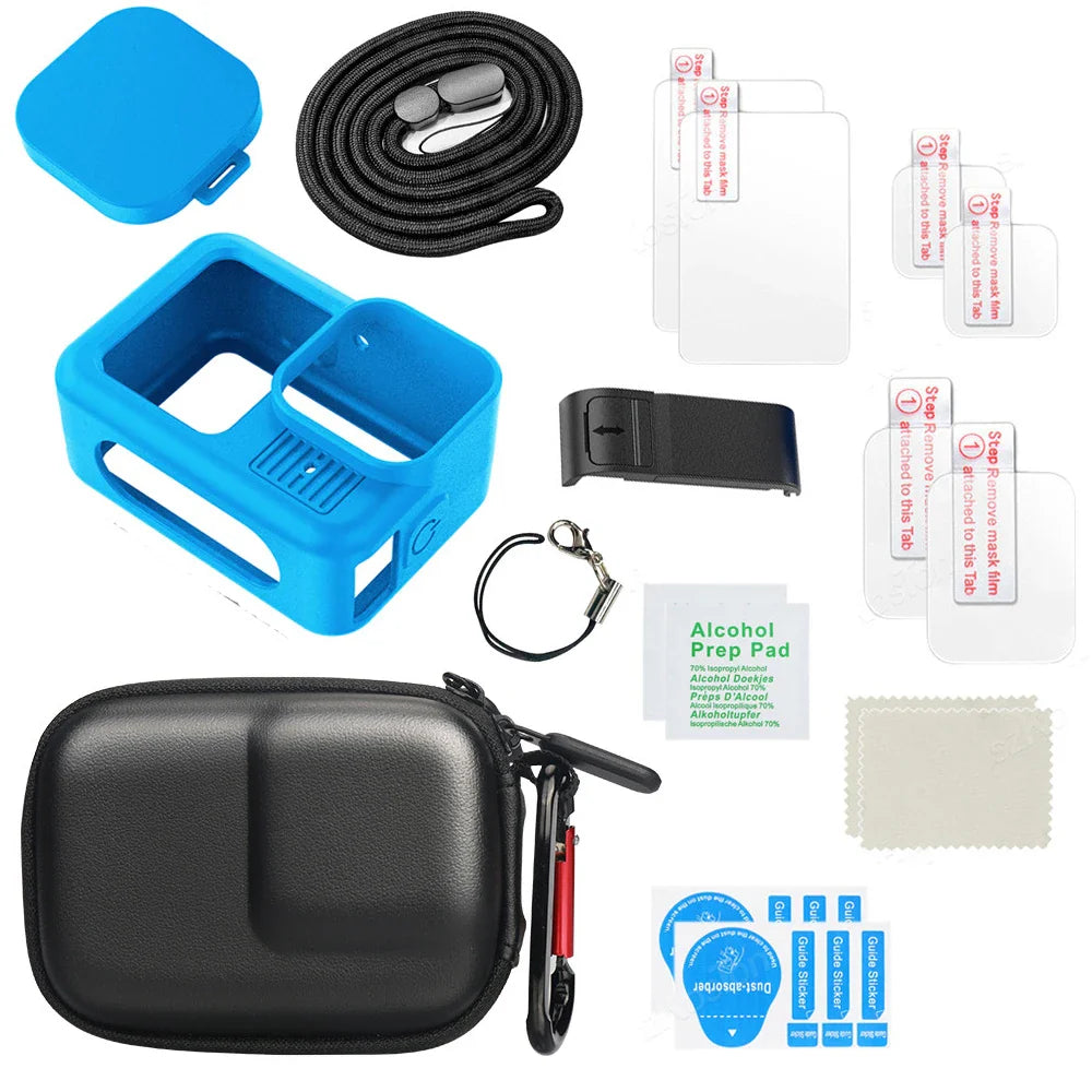 GoPro Hero 13 Black Tempered Glass Screen Protector – Silicone Case, Lens Cap & Protective Film for GoPro 13 Camera