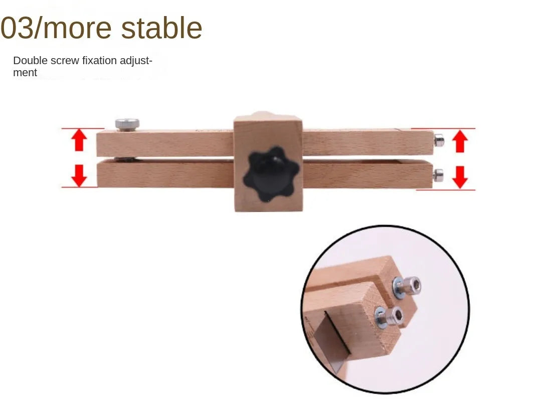 Wooden Adjustable Leather Strap Cutter with 5 Sharp Blades – Precise DIY Belt Cutting Tool for Leathercraft