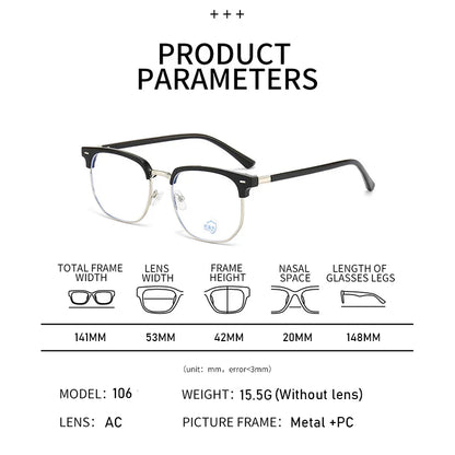 XJiea 2024 Photochromic Blue Light Blocking Glasses – Semi-Rimless Rectangle Eyewear for Men & Women, Office & Computer Use