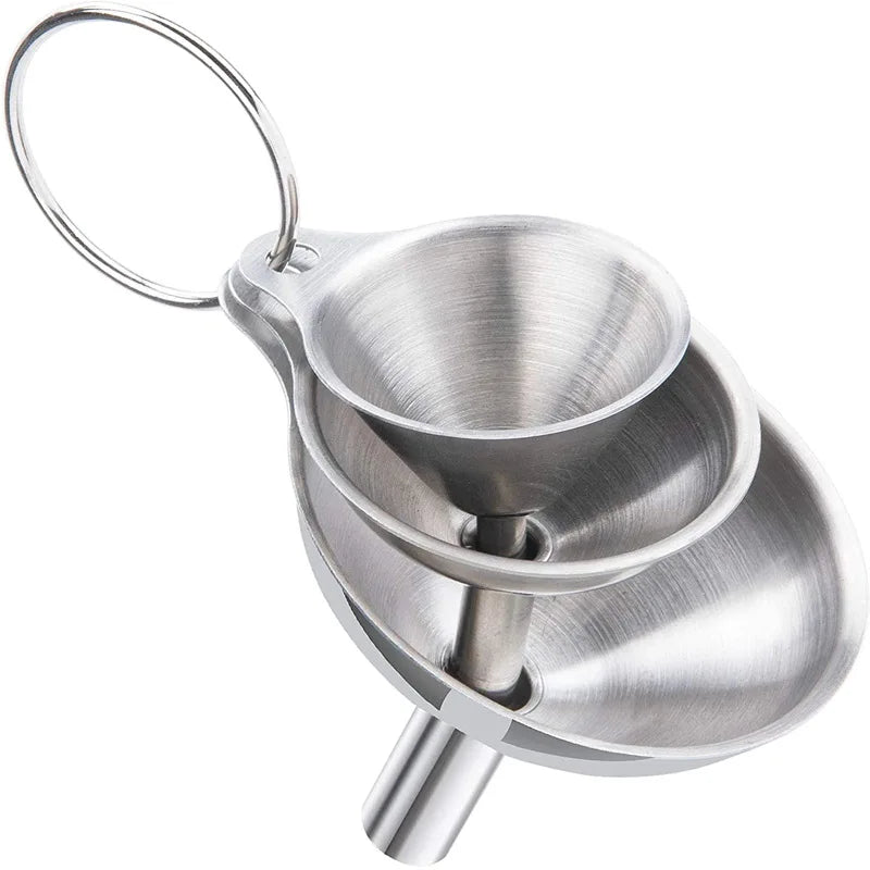 3/5 Piece Stainless Steel Kitchen Funnels Set – Food Grade Metal Funnels for Bottles, Essential Oils and Spices