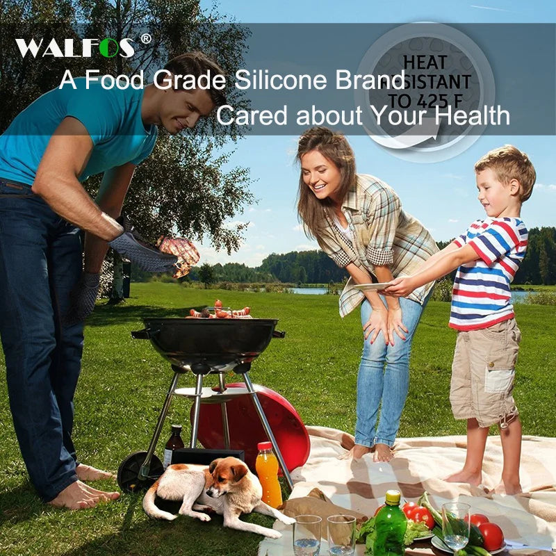 Walfos Silicone Oven Gloves — Heat-Resistant Thick BBQ & Cooking Mitts | Kitchen Gadgets & Accessories
