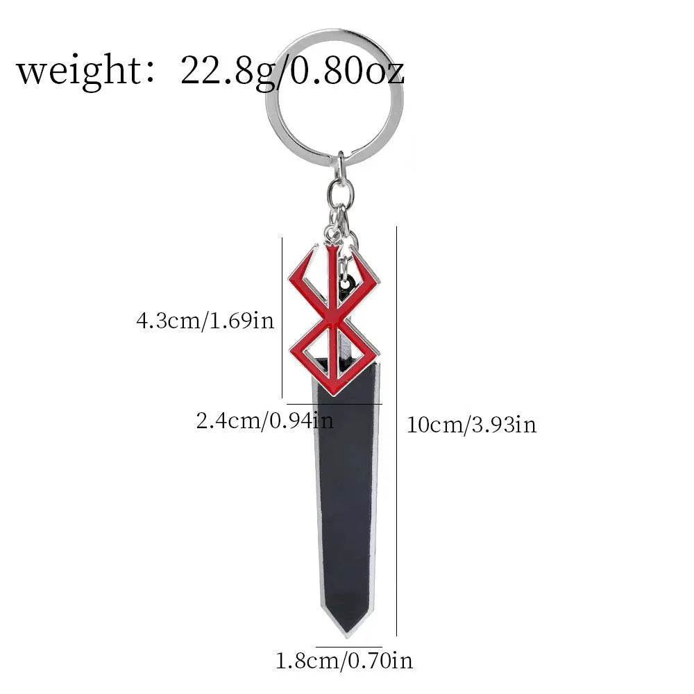 Berserk Dragonslayer Sword Keychain – Anime Game Key Ring Backpack Bag Pendant Jewelry for Men Fans Gift Accessories