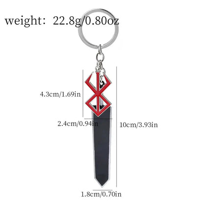 Berserk Dragonslayer Sword Keychain – Anime Game Key Ring Backpack Bag Pendant Jewelry for Men Fans Gift Accessories