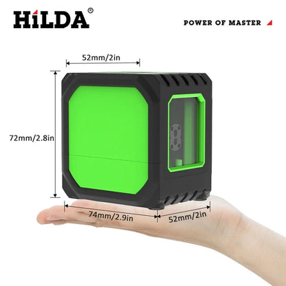 HILDA Mini Laser Level with 2 Green Beams - USB Charging, Self-Leveling Horizontal and Vertical Cross-Line