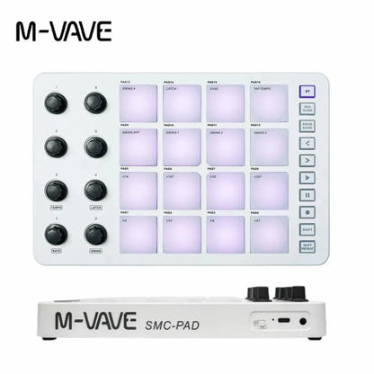 M-VAVE SMC-PAD Wireless MIDI Controller – Portable Percussion Keyboard with USB-C Interface, Compact MIDI Pad for Music Production