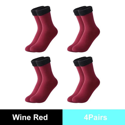 Winter Thermal Wool Socks for Women – Thick Cashmere Velvet Seamless Snow Socks, Black Unisex Warm Socks