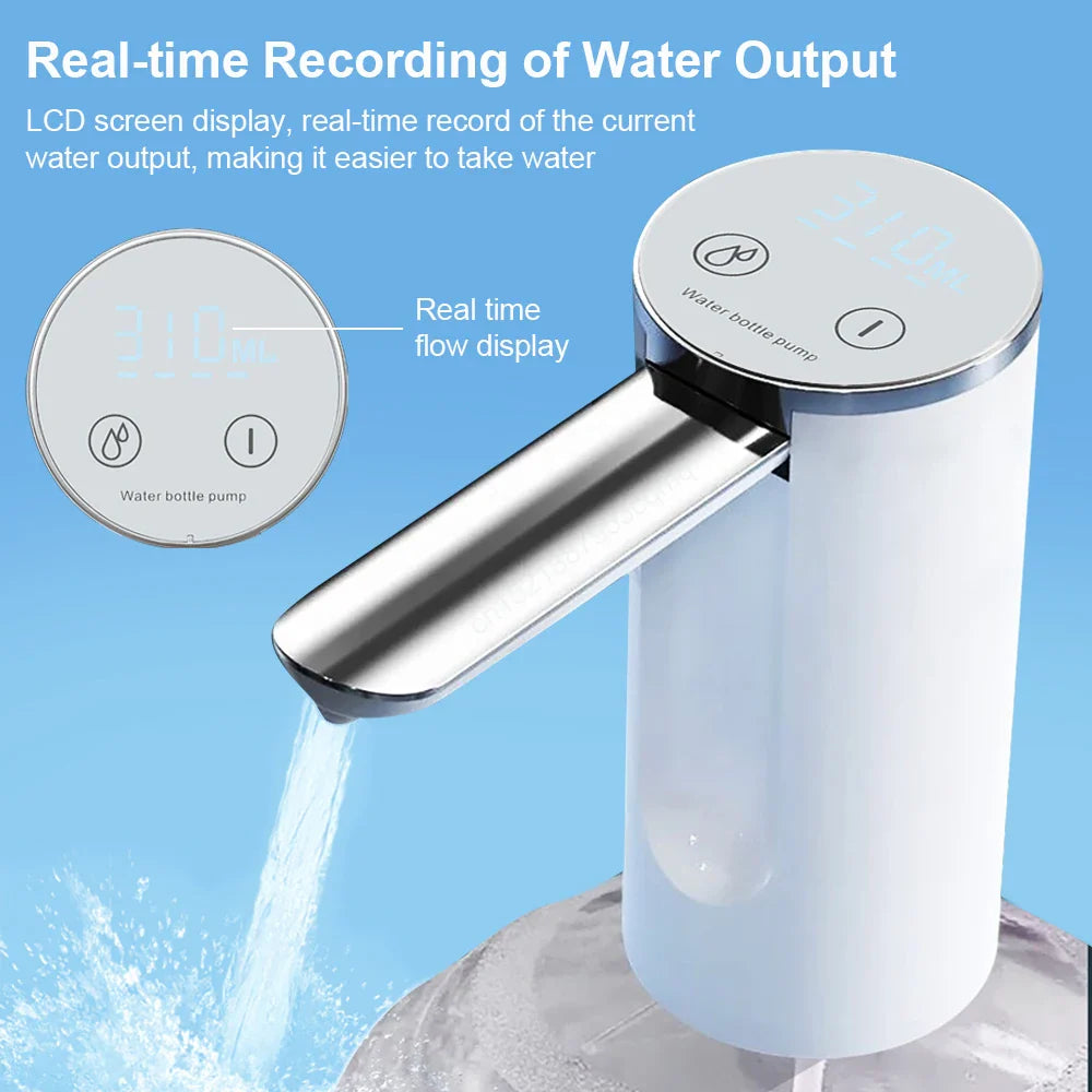 Electric Foldable Water Pump — Automatic Rechargeable Dispenser for 19L Gallon Bottles, Desktop Drinking Water Pump