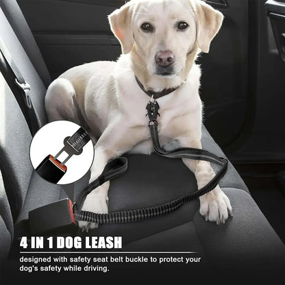 Reflective Shock-Absorbing Dog Leash – Heavy-Duty Tactical Bungee Leash with Car Seatbelt for Large Dogs, No-Pull Pet Leash