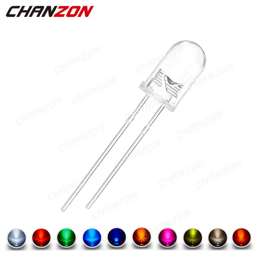 100pcs 5mm LED Diode Assorted Set – Ultra Bright Warm White, Red, Green, Blue, UV, Purple, Yellow, Orange, Pink 2V-3V
