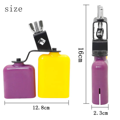 Double Sambago Bell: Latin Music Cowbell with High and Low Sound - Yellow Purple Knocker Drum Percussion Instrument Accessories