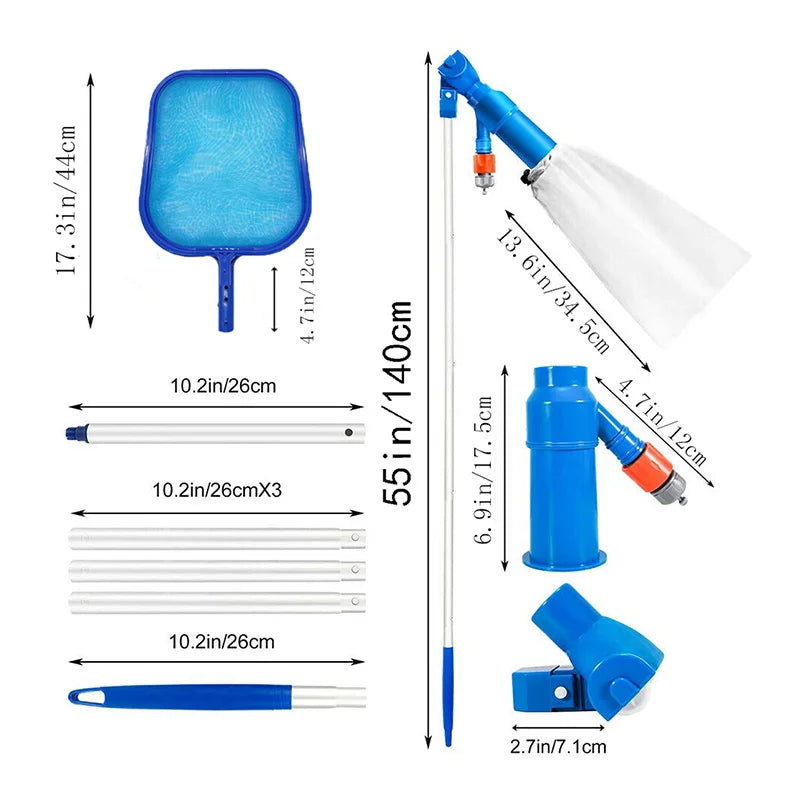 Pool Vacuum Cleaning Kit: Swimming Pool Vacuum Cleaner Set for Clean Bottoms - Includes Skimmer and Filter, Essential Pool Cleaning Tool