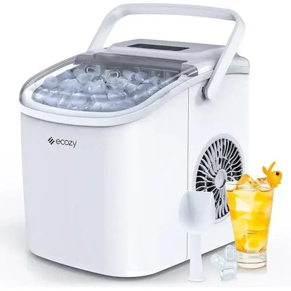 Ecozy Portable Countertop Ice Maker - Makes 9 Ice Cubes in 6 Minutes, Includes Ice Bags, Scoop & Basket for Kitchen
