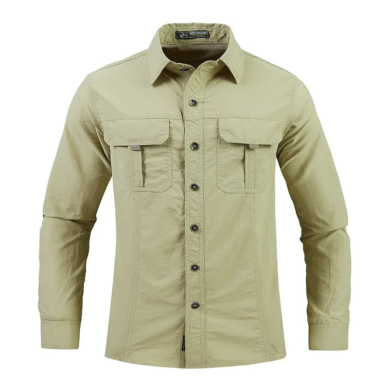 Men's Lightweight Tactical Shirt – Breathable Long Sleeve Outdoor Work Shirt with Sun Protection
