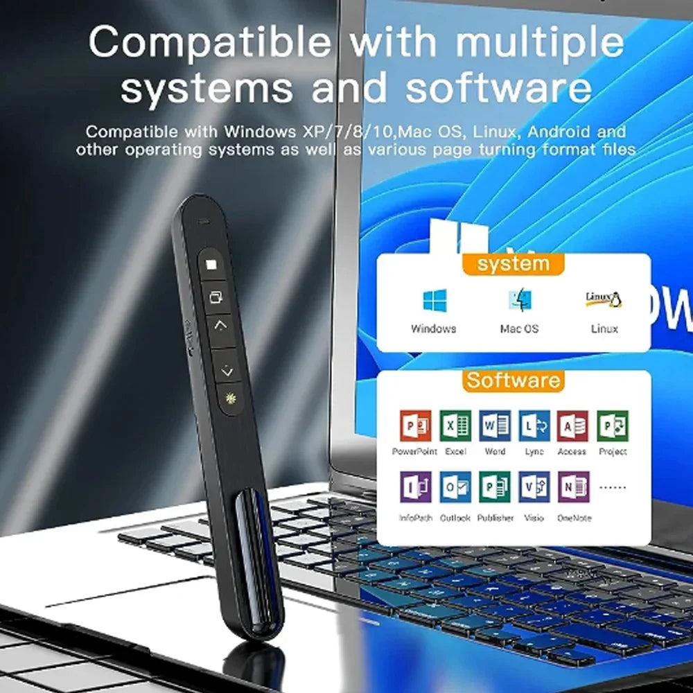 Wireless Presenter Red Laser Pen with 2.4G RF, Page Turning, Volume Control, USB PowerPoint Remote and Mouse
