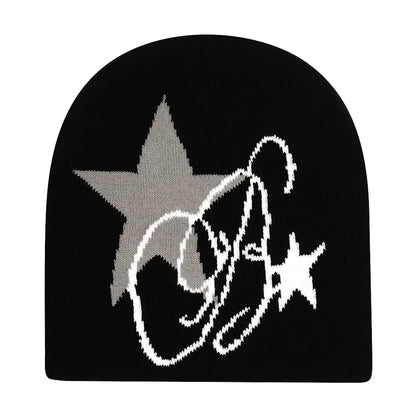Y2K Letter Knitted Beanie Cap – Unisex Winter Autumn Warm Ski Skullcap, Hip Hop Streetwear Ear Cover Hat for Men & Women