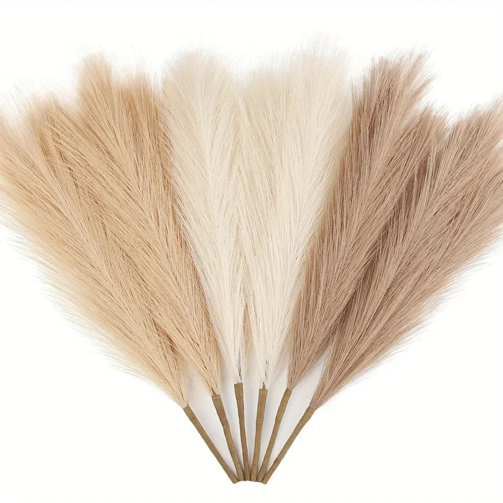 10PCS Artificial Pampas Grass – Fake Reed Flowers for DIY Floral Arrangements, Table Decor, Weddings & Home Christmas Decoration