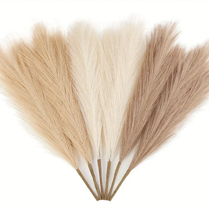 10PCS Artificial Pampas Grass – Fake Reed Flowers for DIY Floral Arrangements, Table Decor, Weddings & Home Christmas Decoration