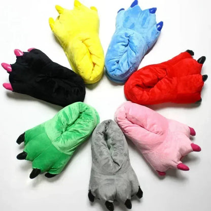 2023 Winter Warm Indoor Slippers - Soft Plush Paw Shoes for Women, Men & Children | Funny Animal Christmas Dinosaur Claw