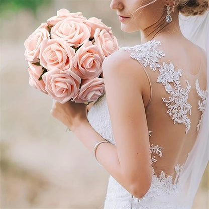 25pcs Artificial Roses with Stems – Fake Flowers for DIY Wedding Bouquets, Centerpieces & Home Party Decorations
