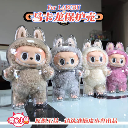 V1 V2 Labubu Protective Cover - 17cm Cotton Doll Sitting Bag, Transparent Dustproof Plush Doll Storage