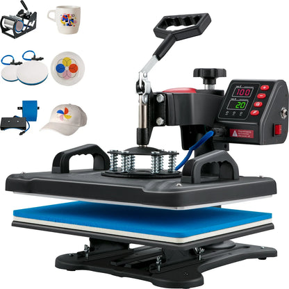 SucceBuy 5-in-1 Heat Press Machine – 12x15in Clamshell Sublimation Printer with Digital Temperature Control