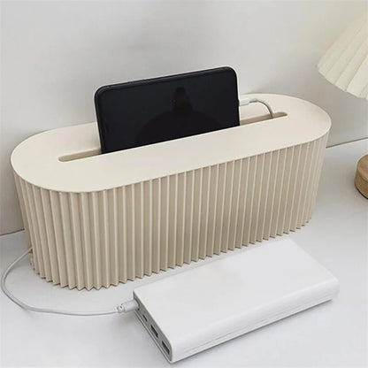 Nordic Cable Management Box – Plug Board Storage Case and Wire Organizer for Router, Socket, and Desktop Accessories