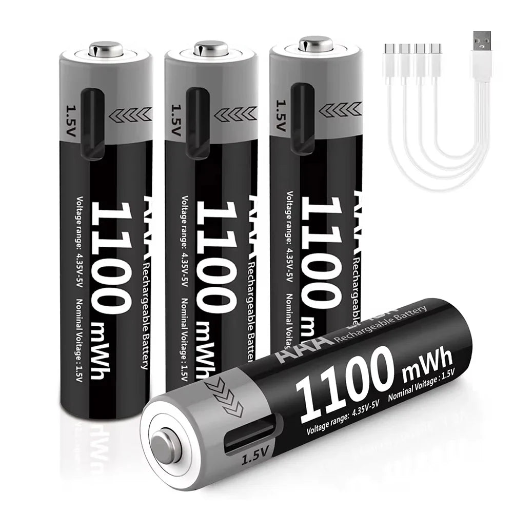 MATOV USB Rechargeable Li-ion AA 3400mWh & AAA 1100mWh 1.5V Batteries Pack