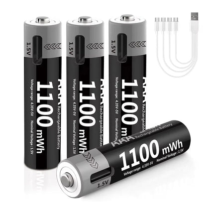MATOV USB Rechargeable Li-ion AA 3400mWh & AAA 1100mWh 1.5V Batteries Pack