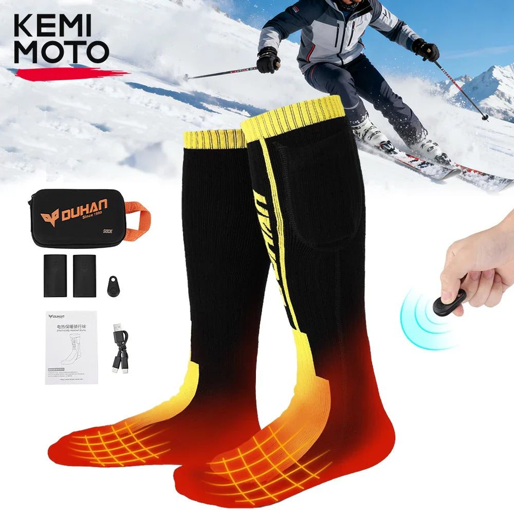 Electric Heated Socks with Remote – Rechargeable Thermal Warmers for Skiing, Snowboarding & Hiking