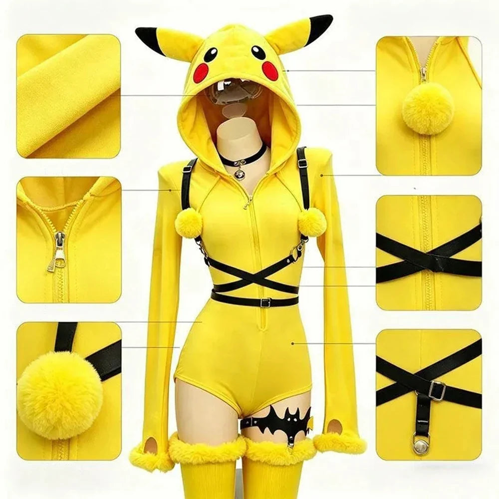Yellow Mouse Cosplay Costume - Kawaii Plush Hooded Jumpsuit for Halloween & Carnival