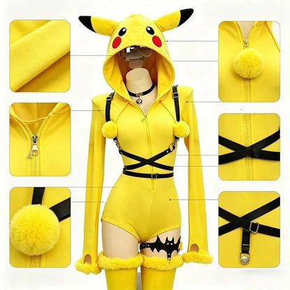 Yellow Mouse Cosplay Costume - Kawaii Plush Hooded Jumpsuit for Halloween & Carnival
