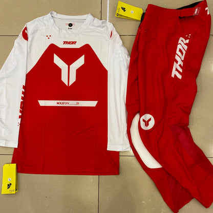 Thor 2026 Motorcycle Riding Set - Bleach Black Camo Off-Road Racing Gear Long Sleeve Jersey and Pants