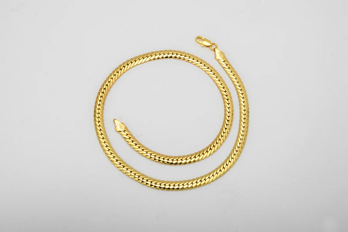 Sunny Jewelry Gold Plated Copper Snake Chain Necklace for Men & Women - Italy 750, High Quality for Daily Wear & Gifts