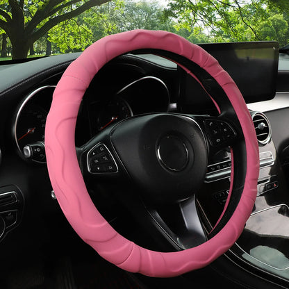 Artificial Lambskin 3D Sports Car Steering Wheel Cover — Fits 14.5-15 Inch (37-38CM) Wheels