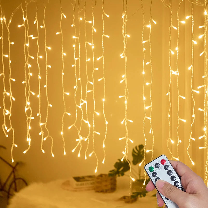 8-Mode USB LED Ice Stick Light String – Indoor & Outdoor Garland for Wedding, Party, Home, Festival, Bedroom & Garden Decoration