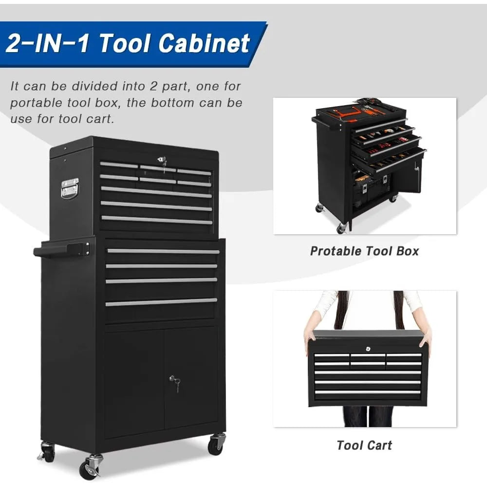 13-Drawer Tool Chest with Wheels & Double Door – Large Detachable Mechanic Toolbox with Sliding Drawers for Garage Storage