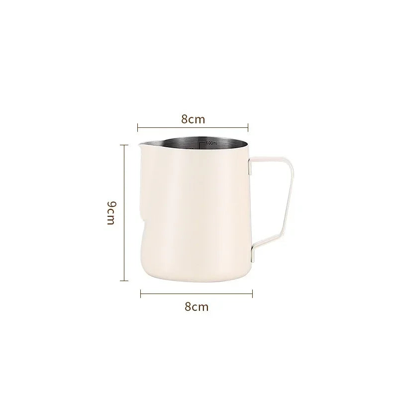 304 Stainless Steel Milk Frothing Pitcher with Measurement Scale – Barista Espresso Coffee Latte Art Jug for Café & Kitchen
