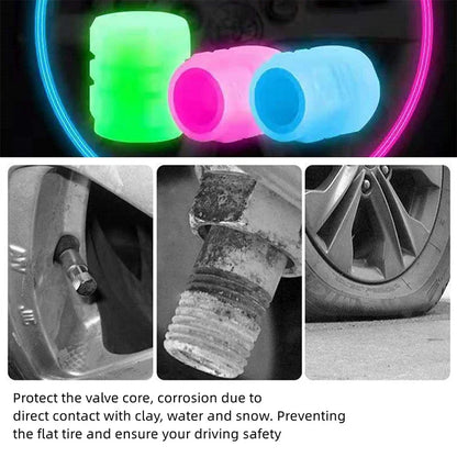 Luminous Valve Caps – Fluorescent Night Glow Tire Caps for Car, Motorcycle & Bicycle (4PCS)
