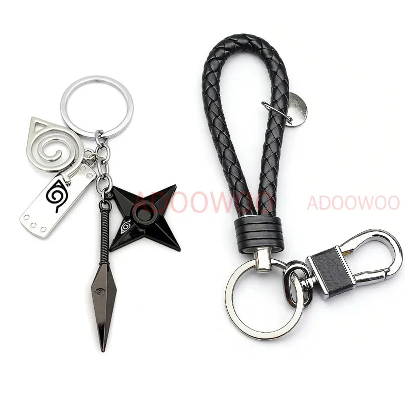 Bandai Naruto Red Cloud Alloy Keychain Set – 20 Styles Anime Woven Leather Rope Charm Car Pendant Punk Jewelry Gift Accessories