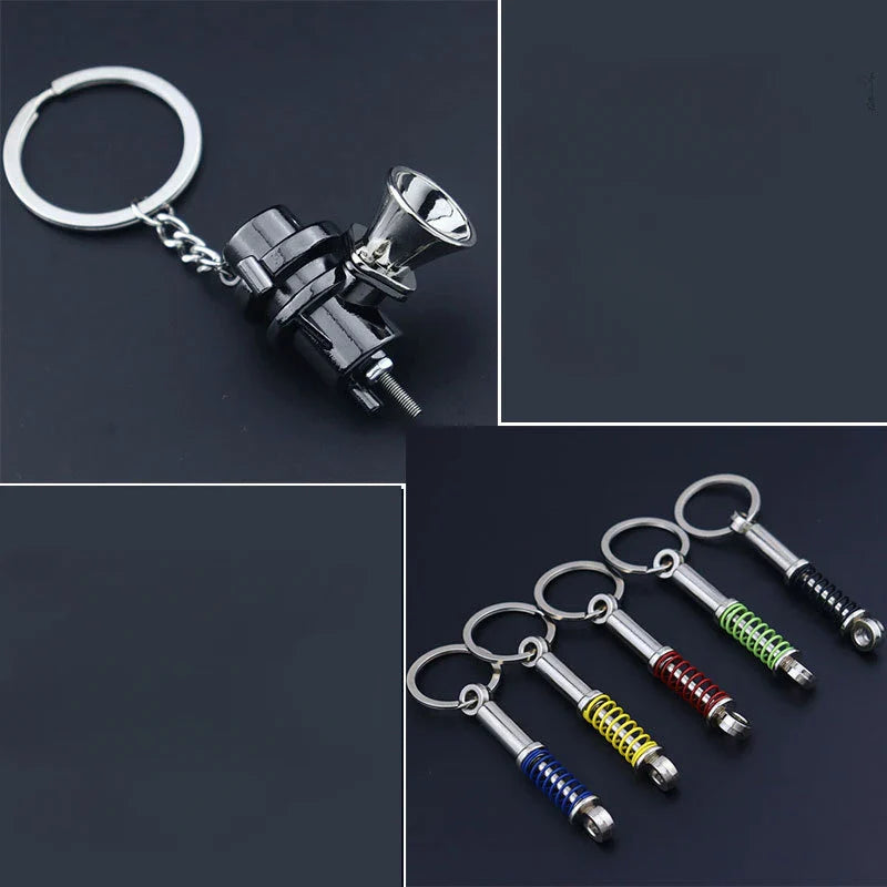 Creative Metal Car Keychain — Zinc Alloy Turbo, Gearbox & Brake Disc Pendant for Men’s Birthday or Dad Gift