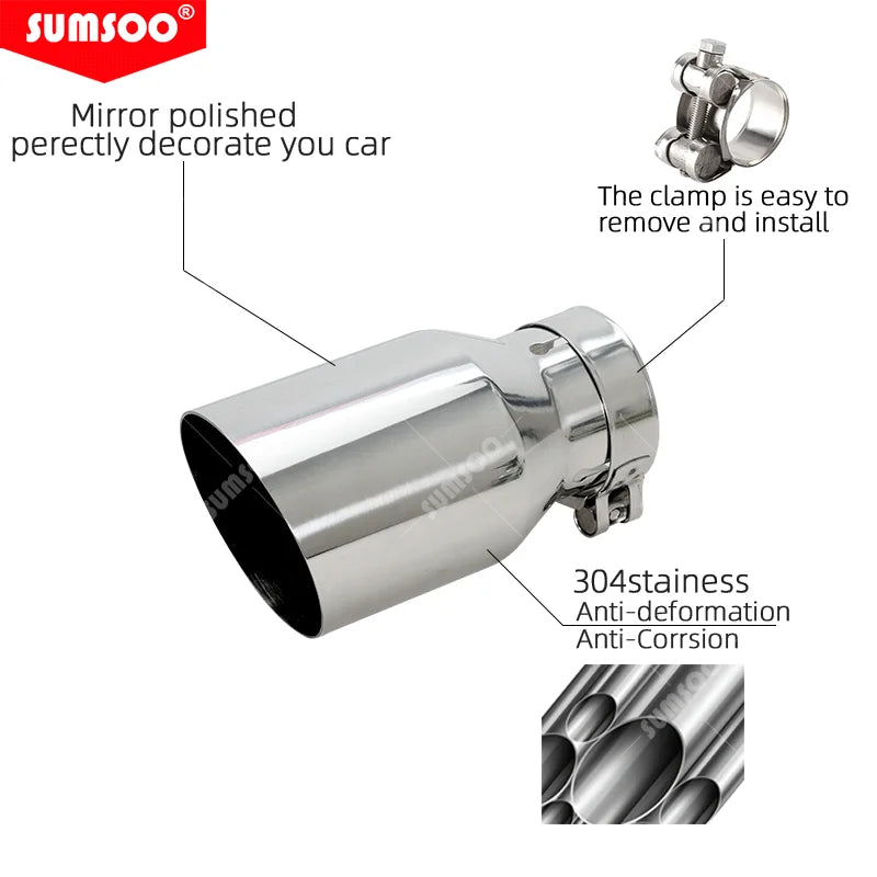 Universal Stainless Steel Car Exhaust Muffler Tail Pipe — Auto Modification Accessory