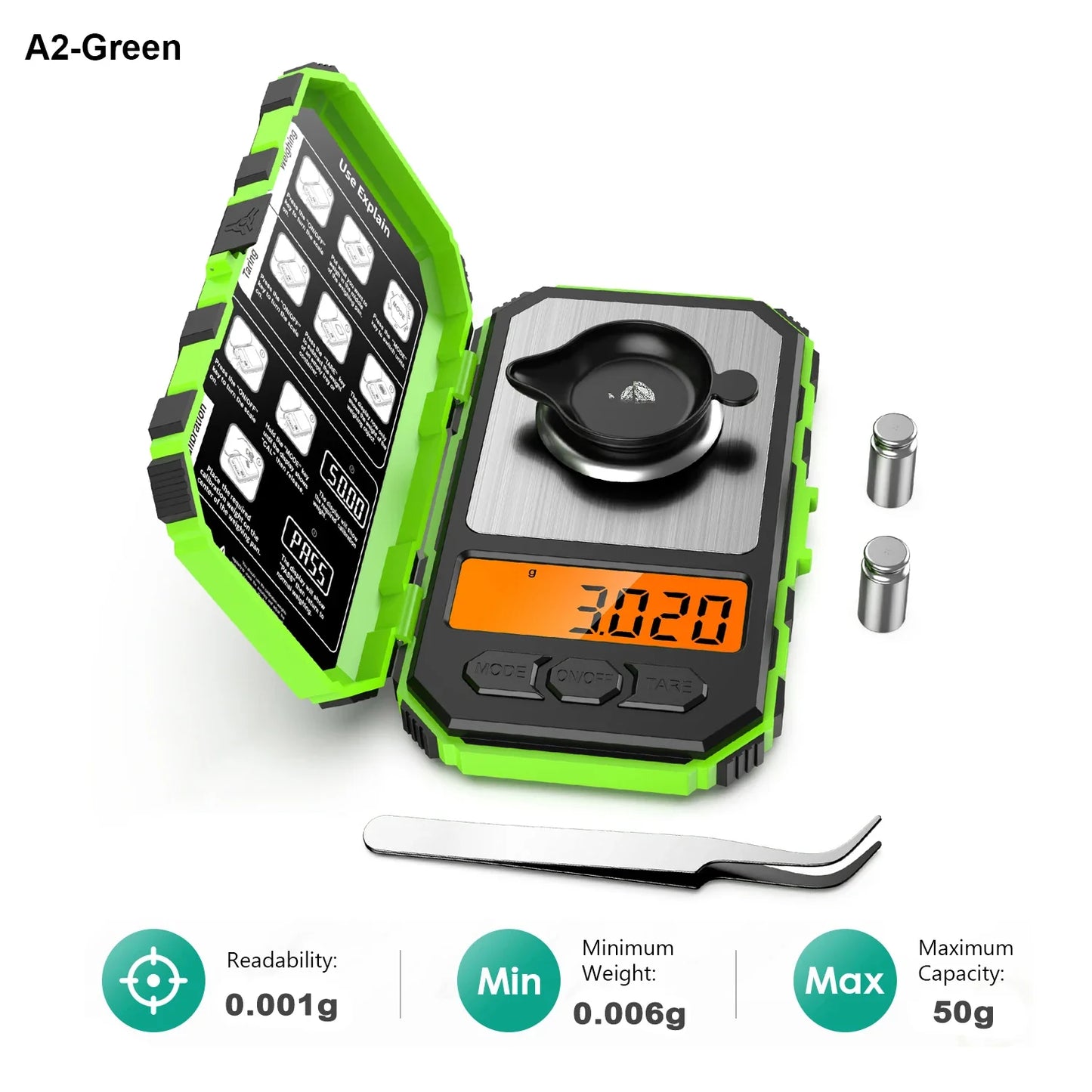 Brifit 0.001g Precision Digital Pocket Scale – 50g Mini Milligram Scale with Calibration Weights