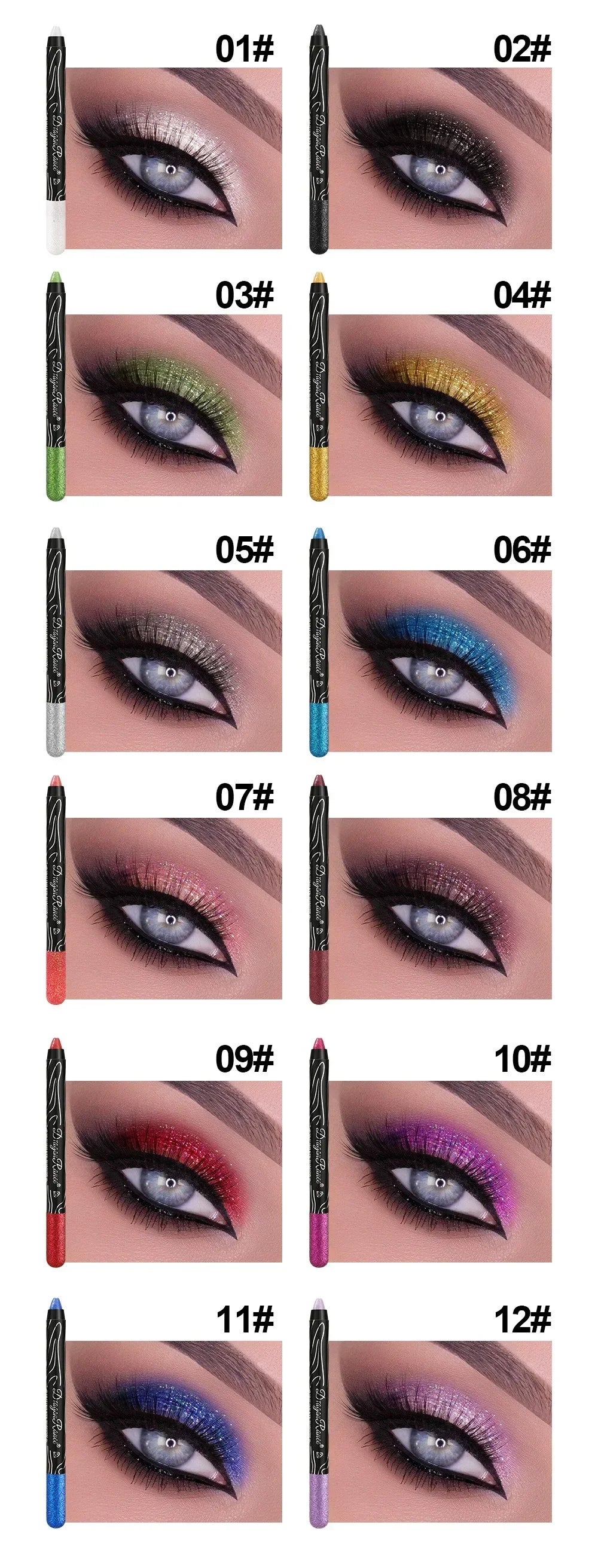 Shiny Pearlescent Highlighter Eyeshadow Pencil – Waterproof Glitter Eyeliner Gel Pen for Long-Lasting Makeup