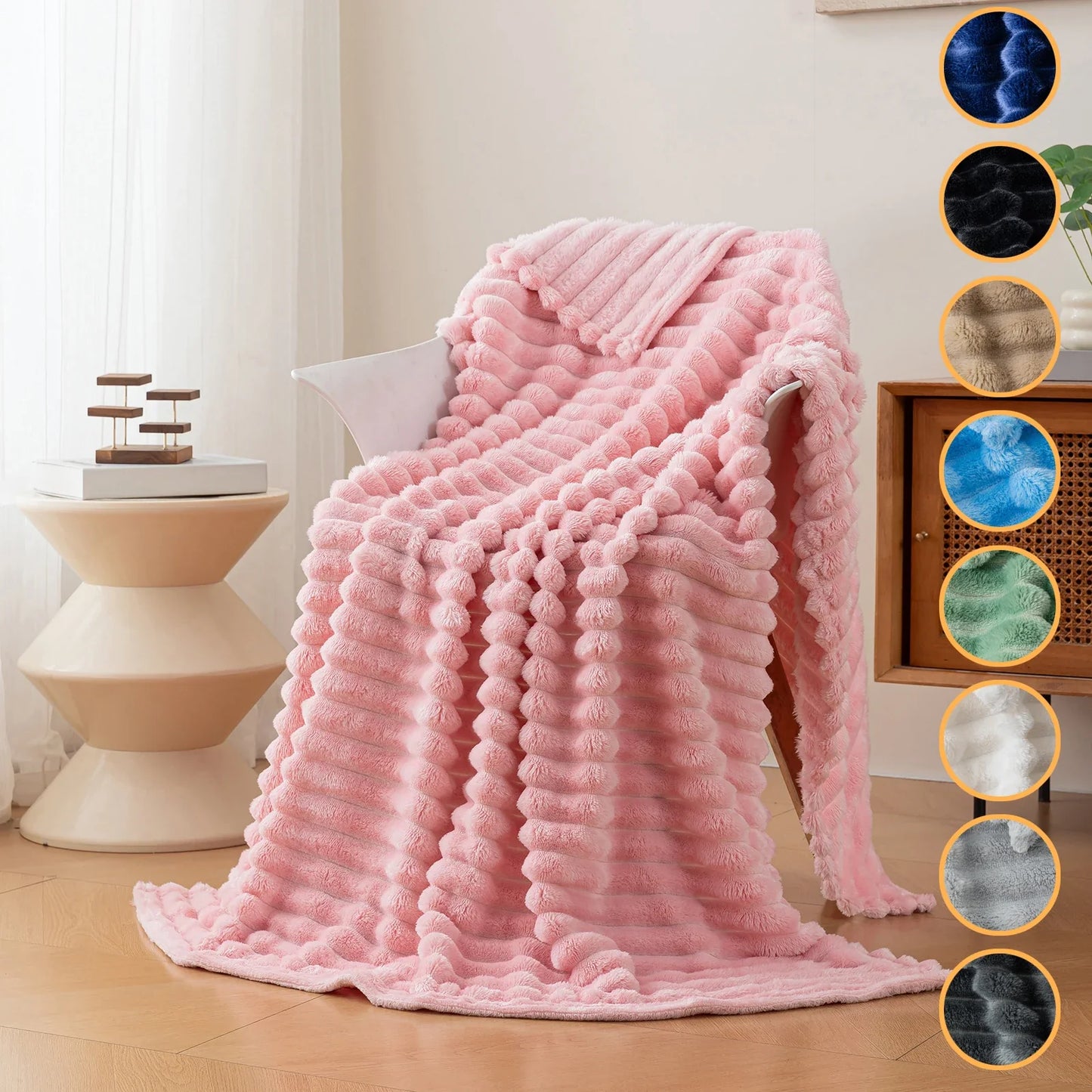 Soft Flannel Throw Blanket – Warm Cozy Nap Blanket, Christmas Gift Idea, Multi-Color Comfortable Home Bedding Cover