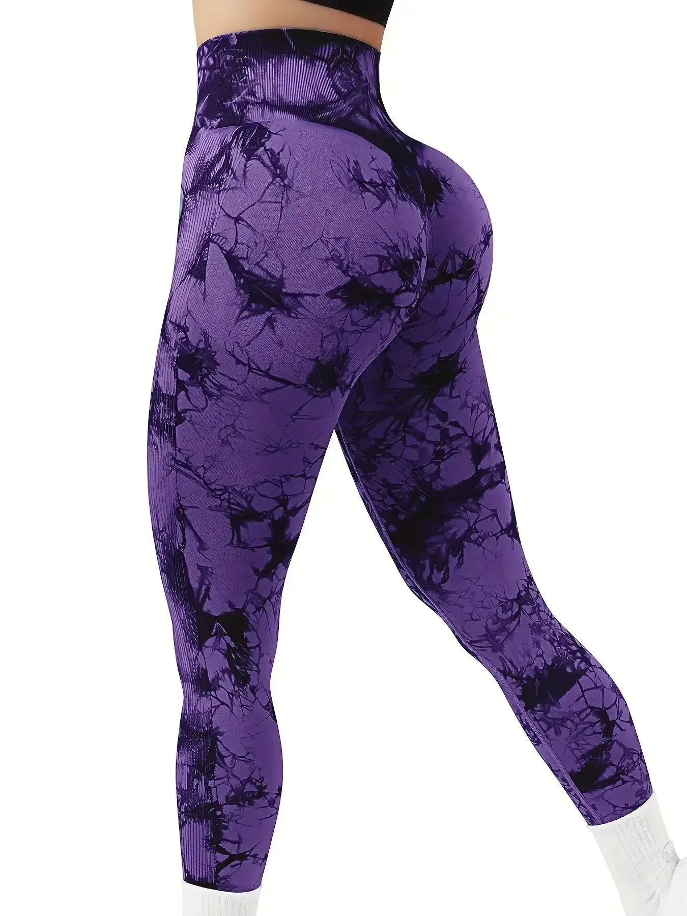 Women’s Tie-Dye Seamless High Waist Yoga Pants – Peach Lift Butt Sculpting Stretch Fitness Leggings