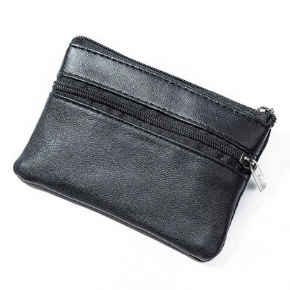 Leather Mini Coin Purse with Zipper – Small Wallet & Key Holder for Women, Men & Kids